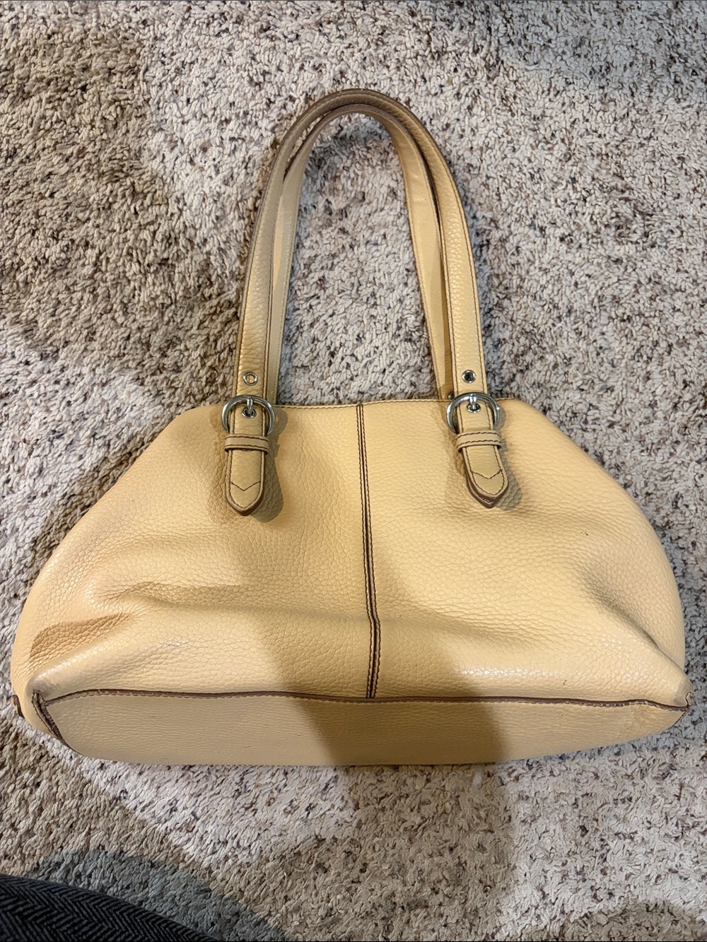 Cole Haan Cream Pebbled Leather Shoulder Bag